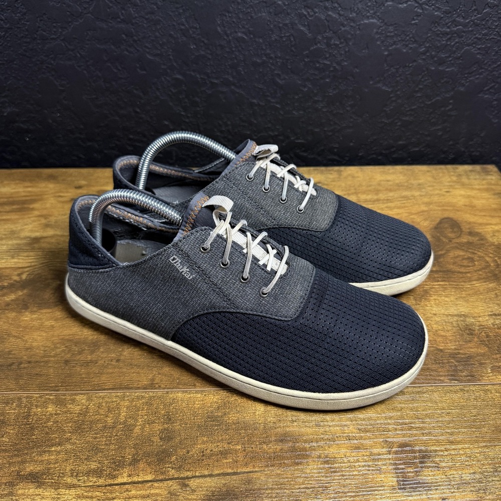 OluKai‎ Nohea Moku 10283 Gray Navy Textile Sneakers Mens Size 8.5